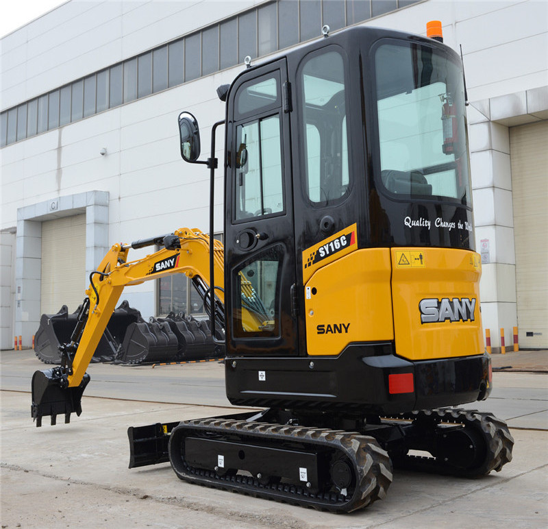 SANY SY16C 1.6 ton Mini Digger Crawler Excavator Small Household Excavator With Lawn Mower