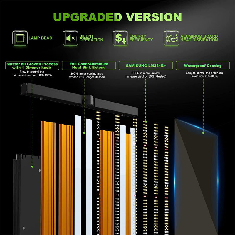 Samsung LM281B 240W 320W LED Grow Light Bar Fixture 3000k+6000k+660nm Spectrum LED Grow Lights for Indoor Plants Aluminum 80 150