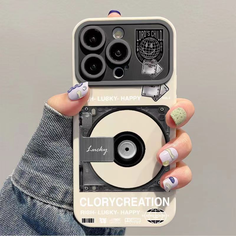 CD Music Player Record phone case for iphone 13 14 15 12 11 promax xr xs silicone big window full cover advanced anti drop case