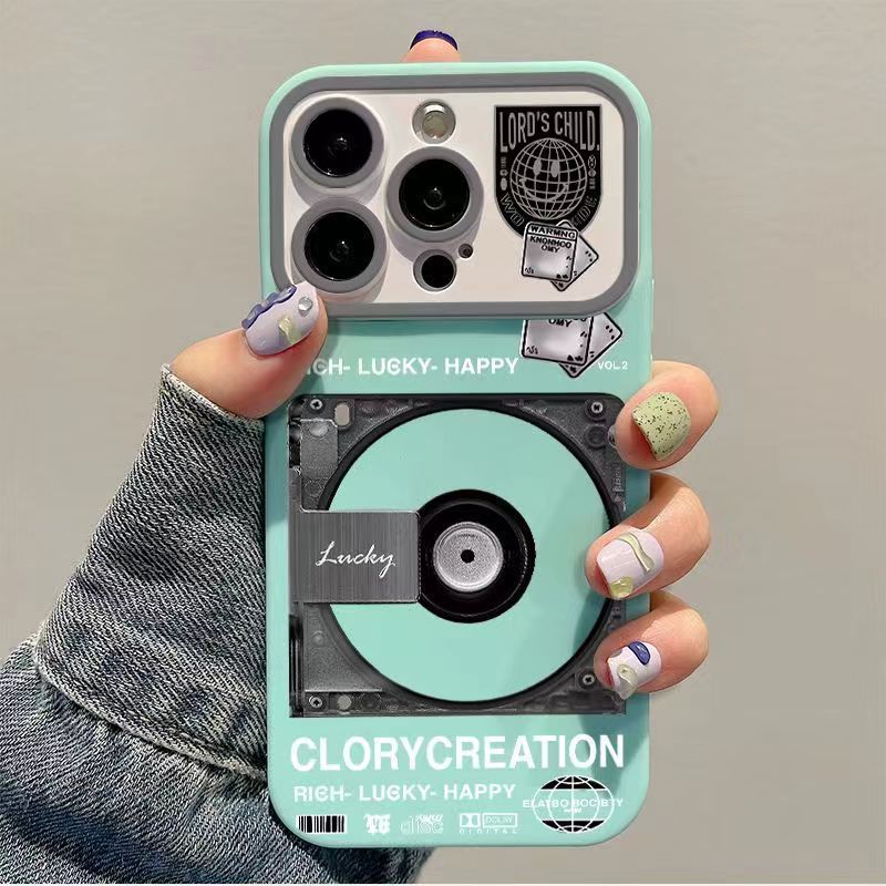 CD Music Player Record phone case for iphone 13 14 15 12 11 promax xr xs silicone big window full cover advanced anti drop case