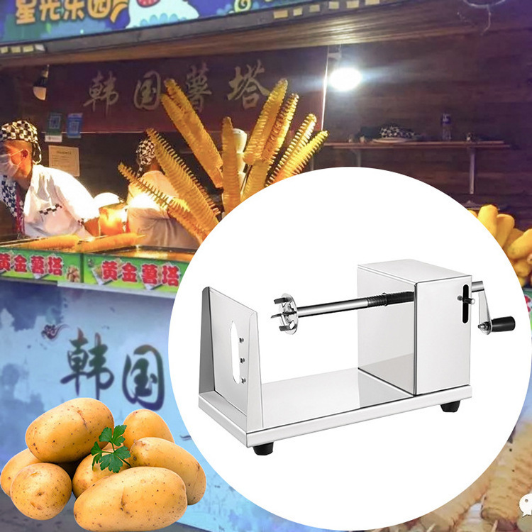 Manual Spiral Potato Tower Slicer Hand Crank Twister Tornado Spiral Potato Cutter Potato Tower Crane