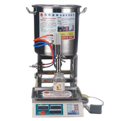 Semi-Automatic Pneumatic Viscous Honey Ketchup Filler Tahini Peanut Butter Paste Weighing Filling Machine