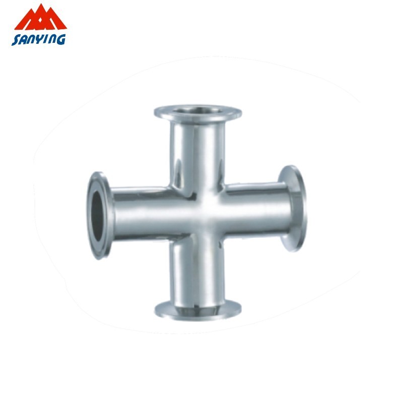 High Quality Sanitary Stainless Steel 4 Way Cross Weld End Welding clamped Four-way pipe Pipeline Fittings