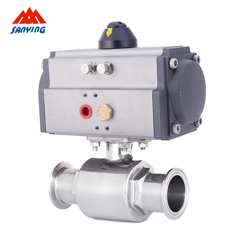 China Supplier 2 Way Pneumatic Air Actuated Sanitary Ball Valve Double Single Acting Control