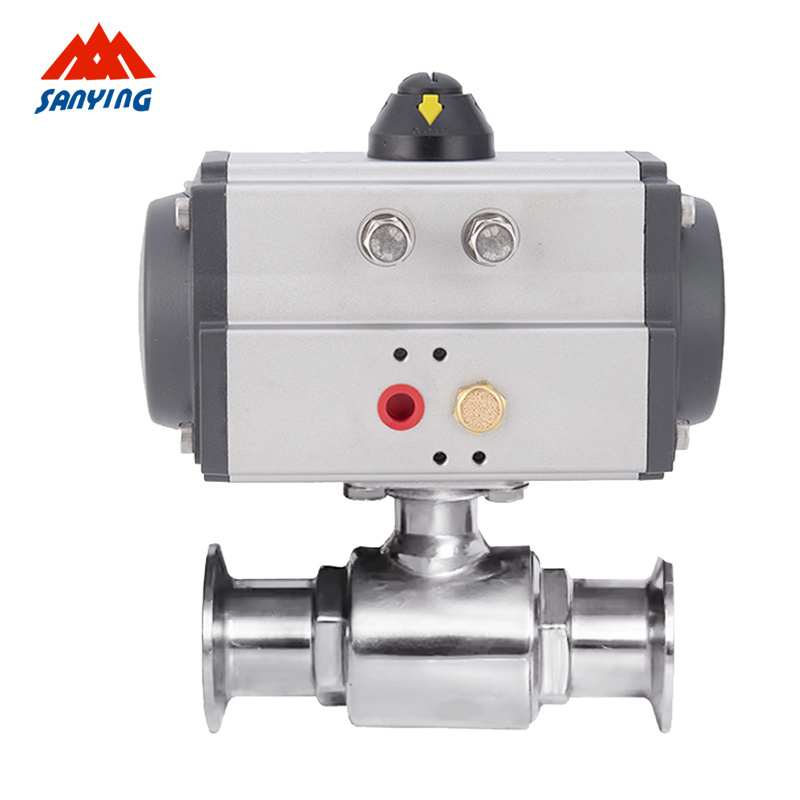 China Supplier 2 Way Pneumatic Air Actuated Sanitary Ball Valve Double Single Acting Control