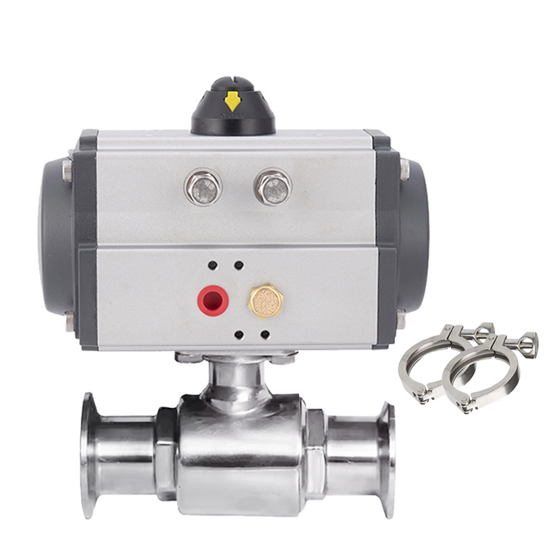 China Supplier 2 Way Pneumatic Air Actuated Sanitary Ball Valve Double Single Acting Control