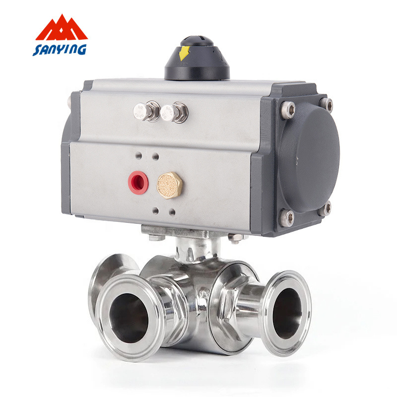 China Supplier 2 Way Pneumatic Air Actuated Sanitary Ball Valve Double Single Acting Control