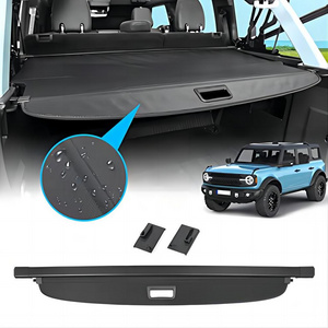 Car Accessories Canvas Leather Retractable Trunk Shield Shade Foldable Cargo Cover For Ford Bronco 4-door 2021+