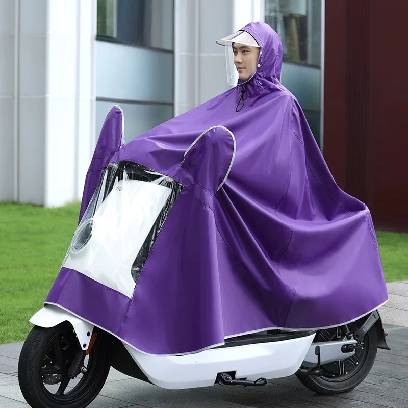 Big size adults electric bike rain poncho motorcycle waterproof raincoat scooter big hat rainproof riding rain gear