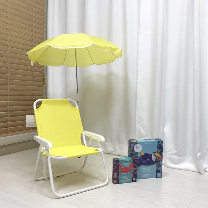 Foldable beach chair with umbrella for kids ins portable children park beach trip photo shoot props with umbrella camping chair