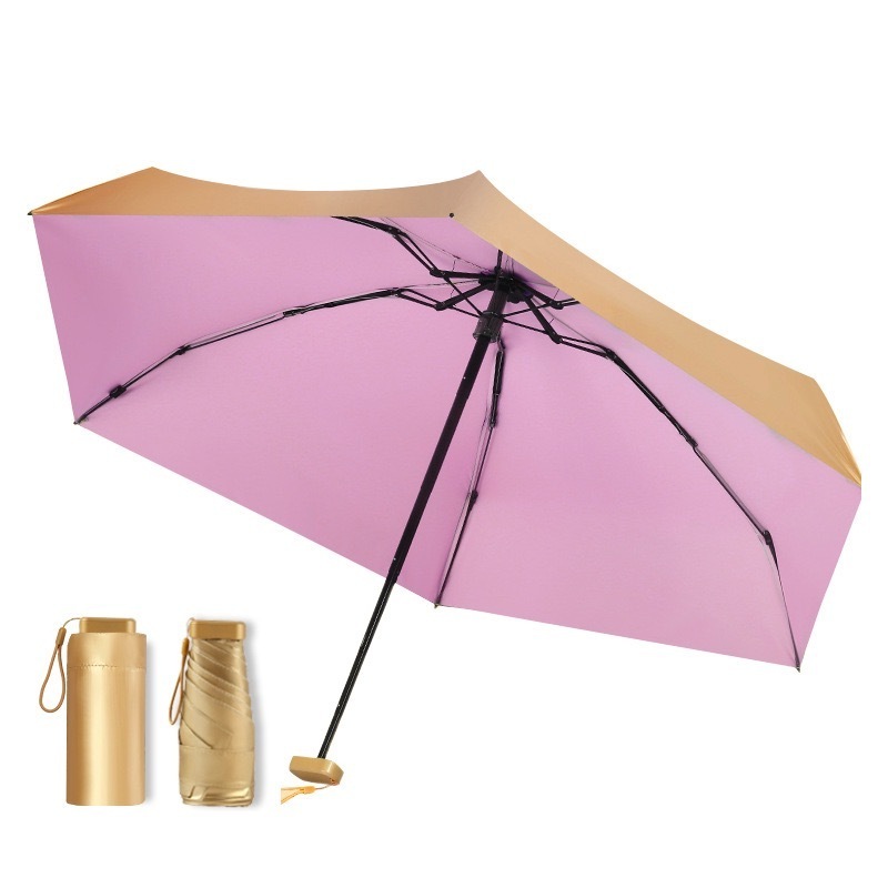 Golden glue summer outdoor portable flat sunshade 50% off five fold umbrella nice sunshade business gift advertising umbrella