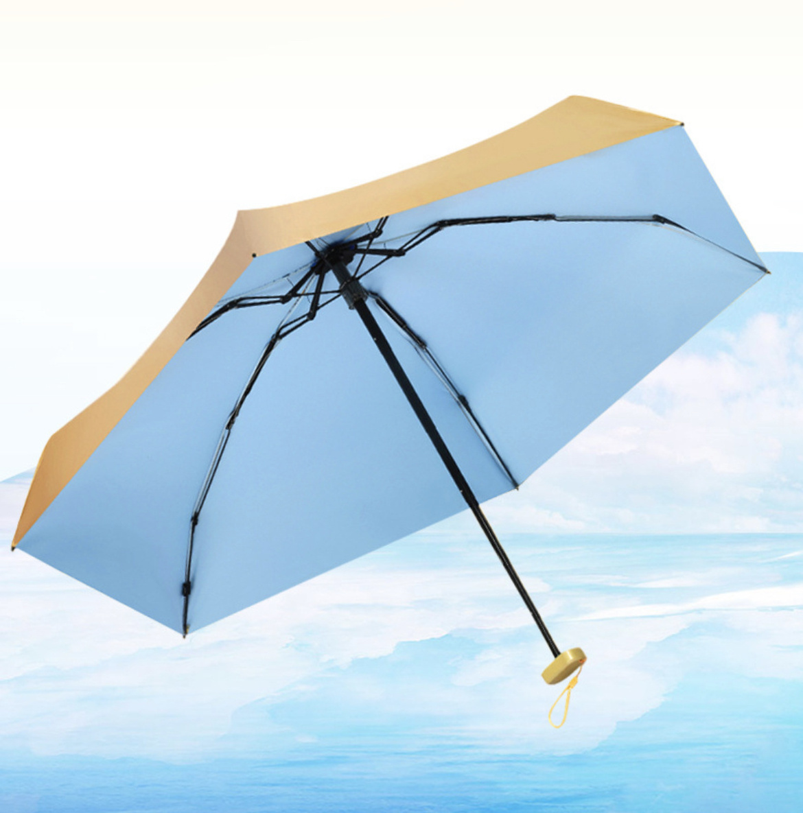 Golden glue summer outdoor portable flat sunshade 50% off five fold umbrella nice sunshade business gift advertising umbrella