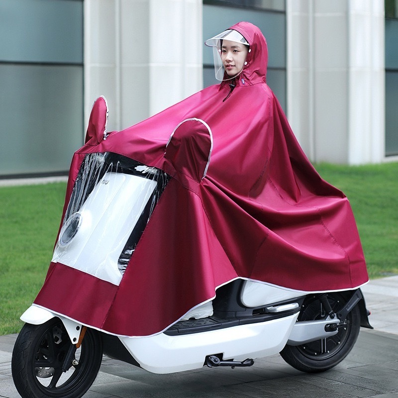 Big size adults electric bike rain poncho motorcycle waterproof raincoat scooter big hat rainproof riding rain gear