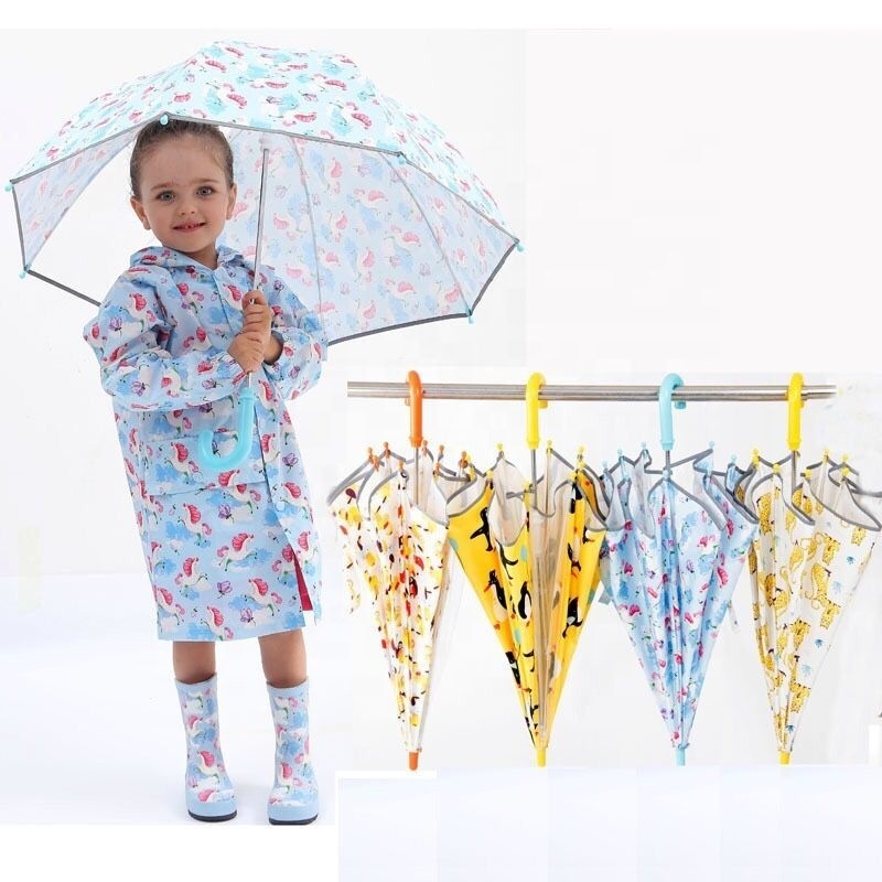 Chinese wholesale umbrella parasol children cartoon umbrella colorful cute animal pattern print rain kid umbrella for child