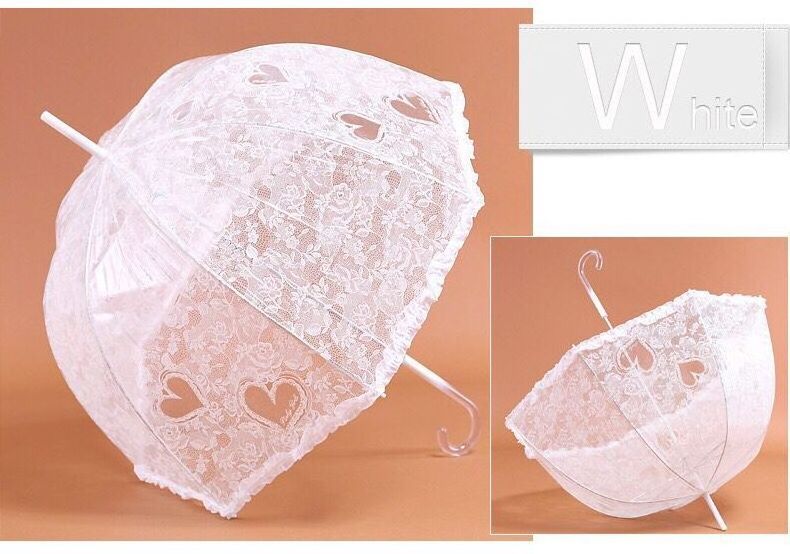 Fashionable lace parasol  transparent umbrella wedding automatic love heart mushroom shape princess straight umbrella parasol