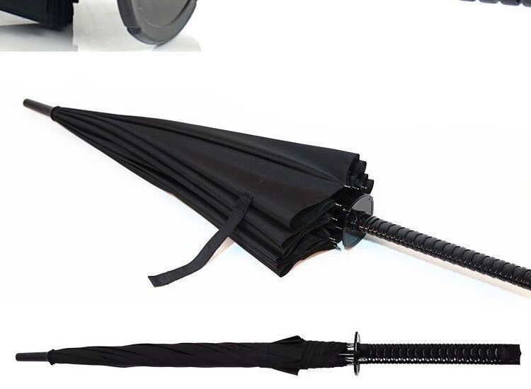 2019 Custom Japanese long umbrella with 16ribs black katana sword Japanese samurai umbrella outdoor straight umbrella parasol