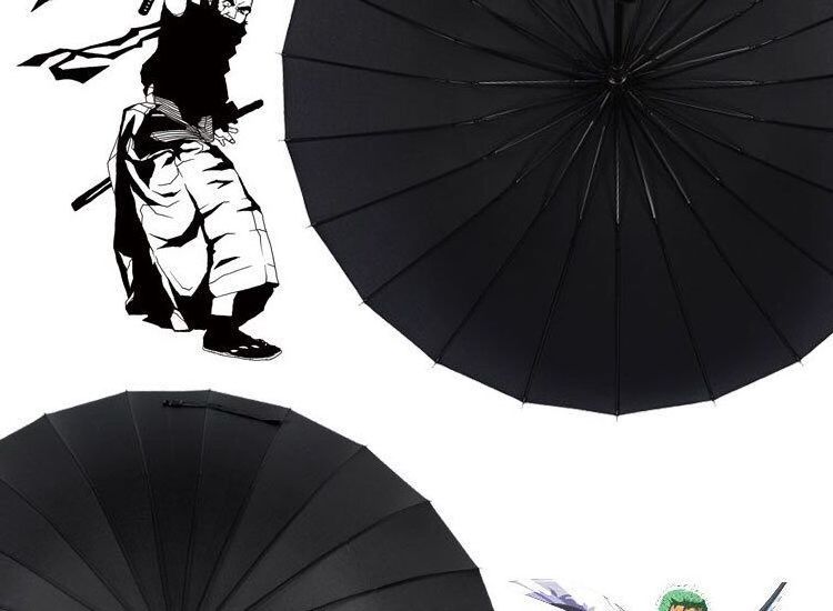 2019 Custom Japanese long umbrella with 16ribs black katana sword Japanese samurai umbrella outdoor straight umbrella parasol