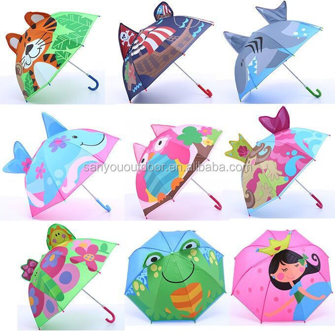 Hot sale princess pattern kids umbrella 3D creative model ear child umbrella cute umbrella parasol for children