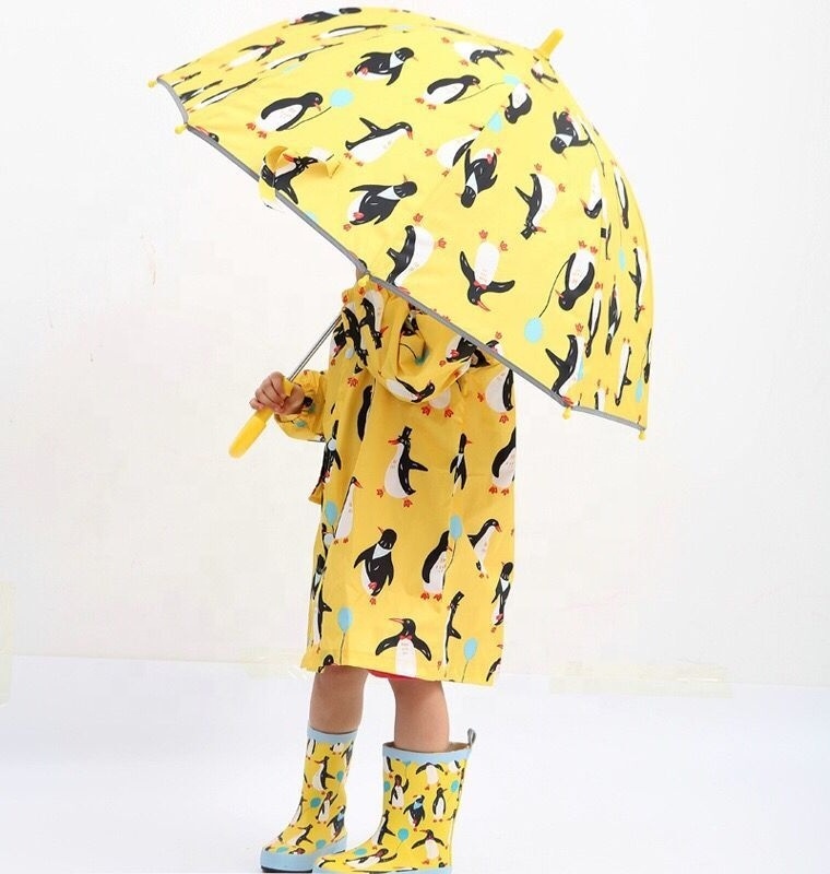 Child rain coat penguin pattern umbrella waterproof cute animal kids umbrella parasol for children