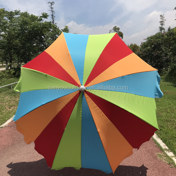 New design sun nice colorful  umbrella with tilt umbrella parasol multi-color beach umbrella polyester