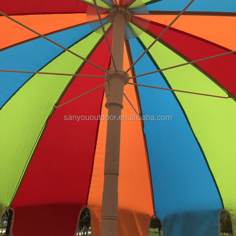 New design sun nice colorful  umbrella with tilt umbrella parasol multi-color beach umbrella polyester