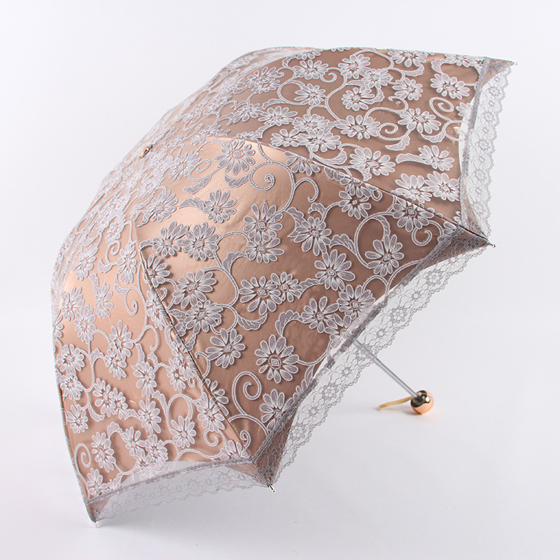 Top quality fold decorative umbrella UV protection apollo handmade embroidered nice lace wedding umbrella parasol for lady