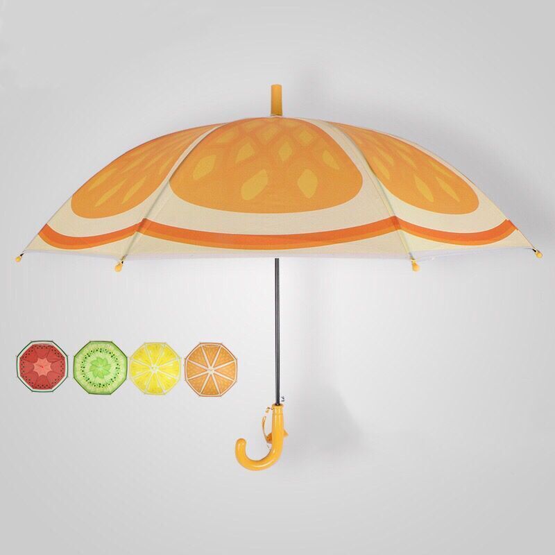 3D kids fruit umbrella POE cute child umbrella parasol auto waterproof orange kiwi lemon watermelon print umbrella for children