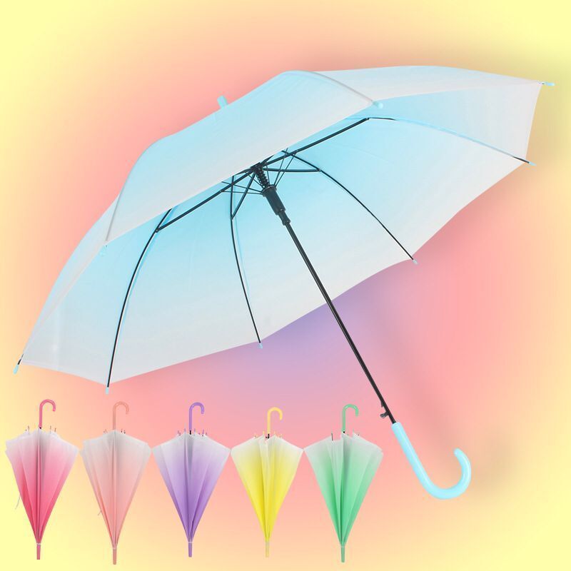 POE gradient umbrella creative color changing transparent umbrella parasol clear bubble dull polish fashion umbrella for lady