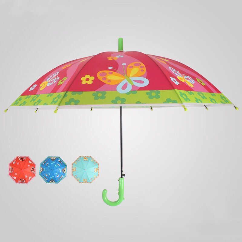 Kids cute animal POE umbrella parasol butterfly shark owl ladybird print child automatic umbrella with whistle for boys and girl