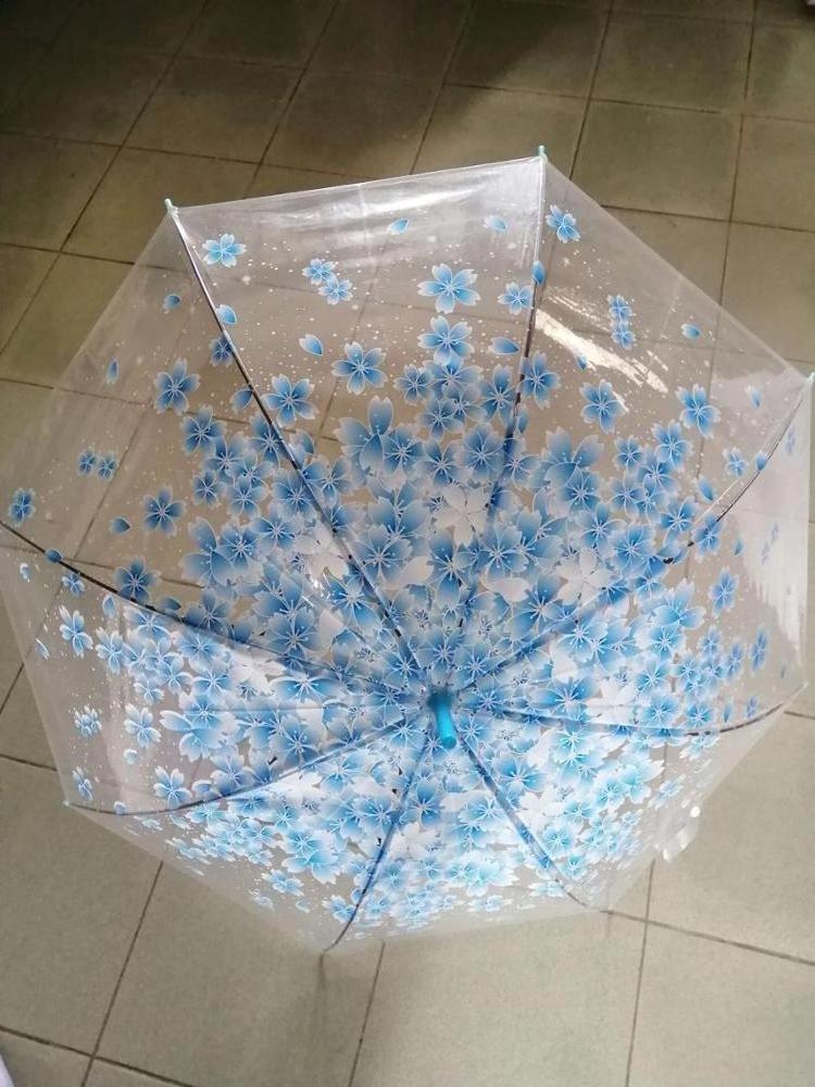 Factory promotion clear transparent umbrella princess flower Japan sakura umbrella parasol low price nice umbrelle for girl