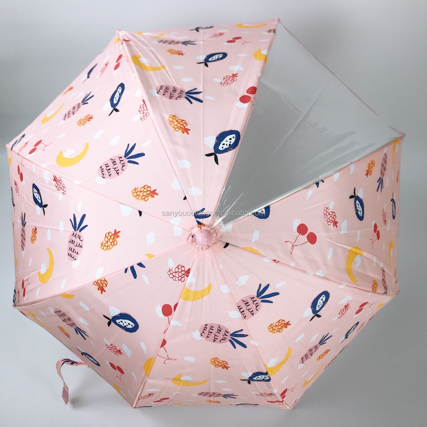 Pink children umbrella colorful cute pineapple pattern print kids umbrella waterproof child umbrella parasol for boys and girls