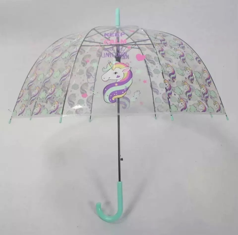 Unicorn apollo transparent clear umbrella UV dome automatic POE transparent umbrella parasol sunshade clear umbrella for lady