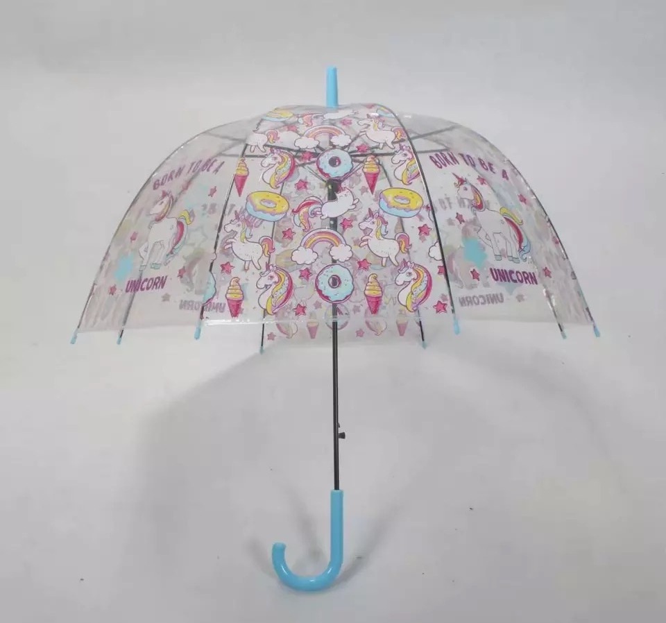 Unicorn apollo transparent clear umbrella UV dome automatic POE transparent umbrella parasol sunshade clear umbrella for lady