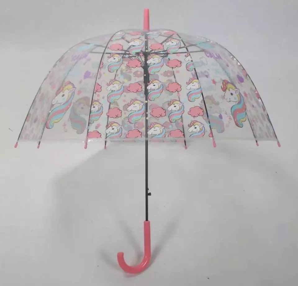 Unicorn apollo transparent clear umbrella UV dome automatic POE transparent umbrella parasol sunshade clear umbrella for lady