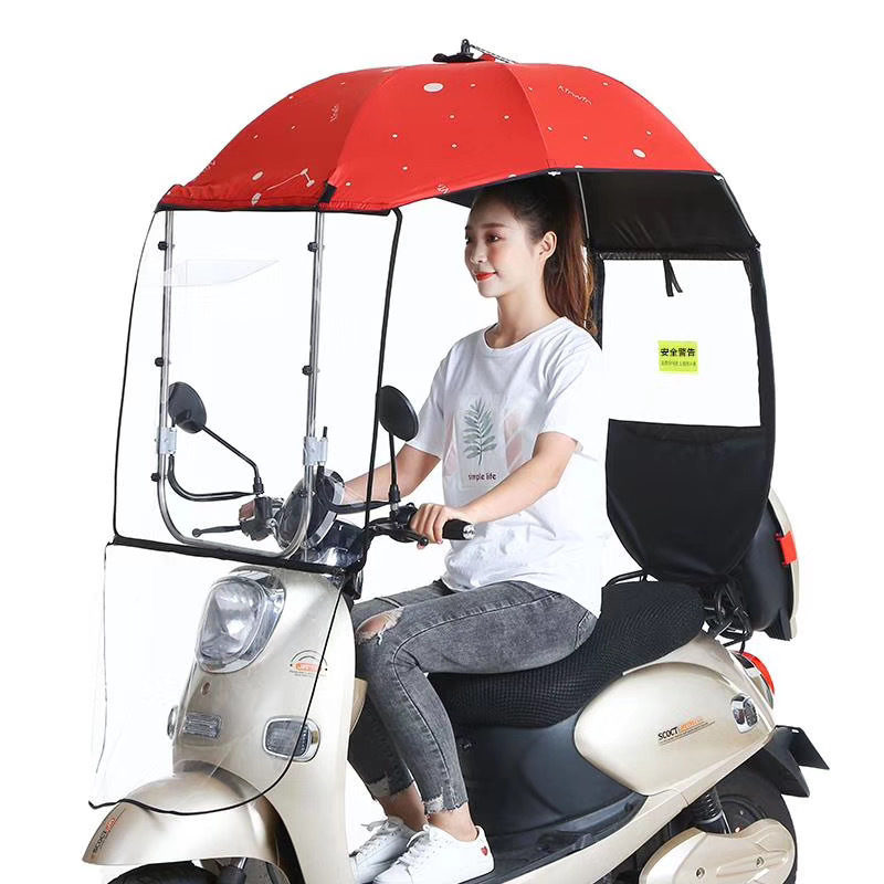 2020 new electric bike umbrella outdoor easy remove top cover motorcycle umbrella electric scooter umbrella cute pattern print