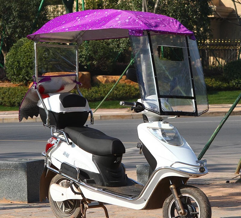 Butterfly pattern electric bike umbrella outdoor windproof sunshade cover motorcycle umbrella electric scooter umbrella canopy