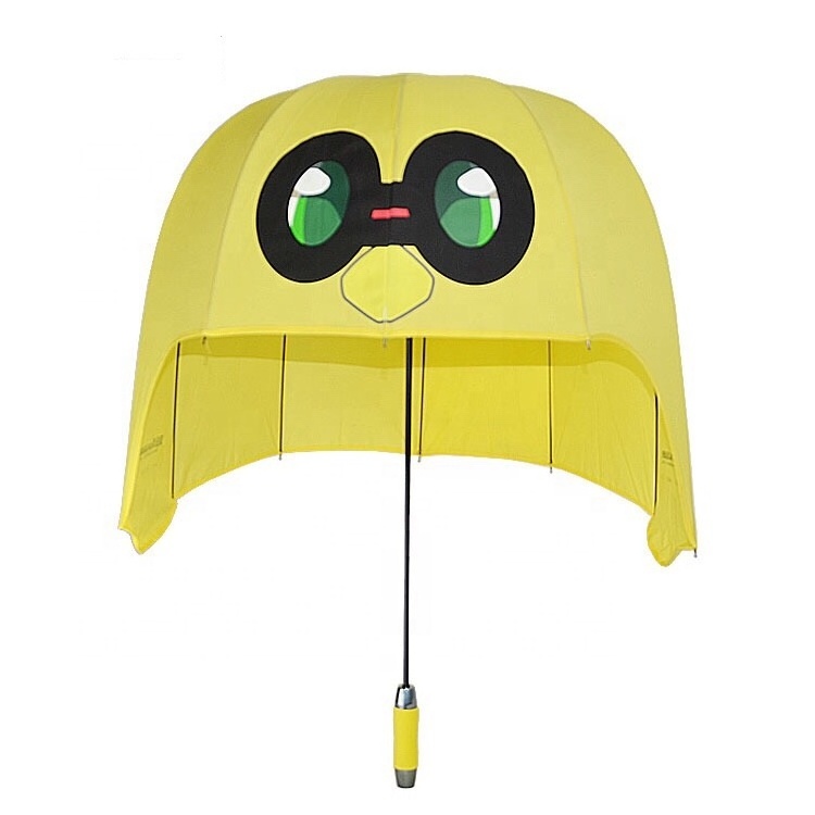 Creative panoramic helmet shape child wholesale cute helmet shape rain yellow kids cute UV protection for kids umbrella parasol