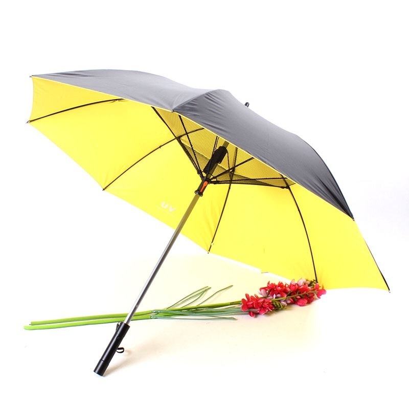 High quality custom slogan outdoor fan cool umbrella with USB port rechargeable solar umbrella parasol with fan for summer