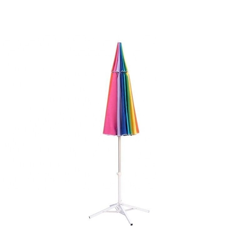 High quality Hot-sale  2.4m rainbow color umbrella fiberglass ribs UV-proof 160g Polyester with tilt parasol beach umbrella