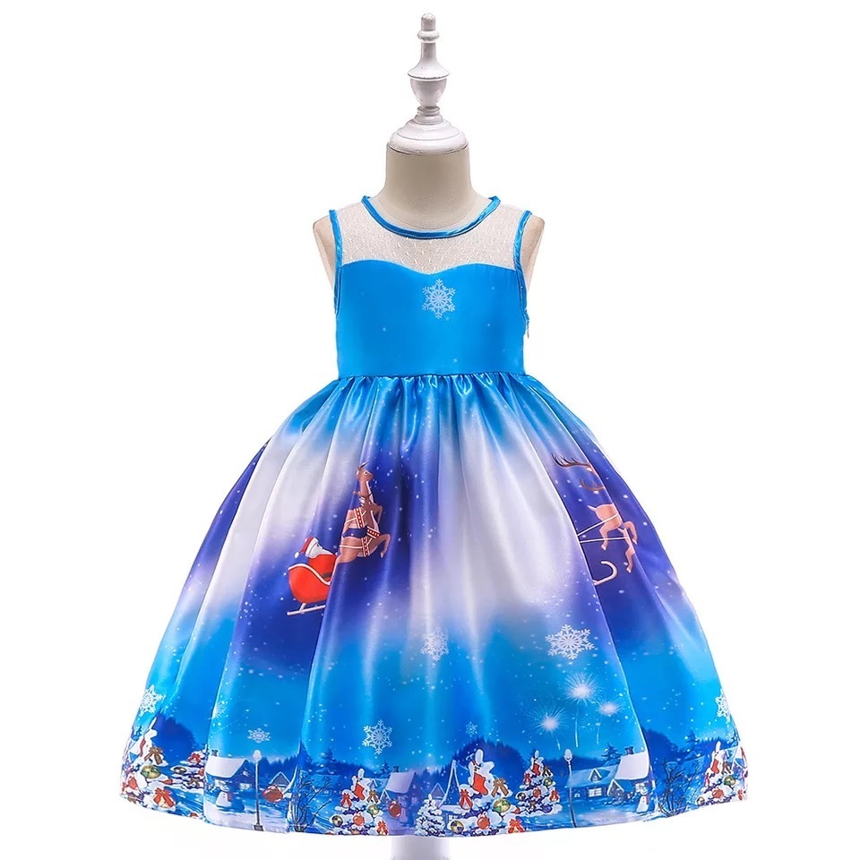 New Christmas dress girl boutique clothes formal wear nice costume kids cosplay dresses merry santa claus skirt with elk hairpin