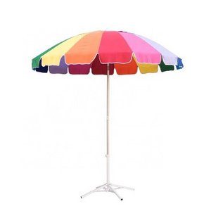 High quality Hot-sale  2.4m rainbow color umbrella fiberglass ribs UV-proof 160g Polyester with tilt parasol beach umbrella