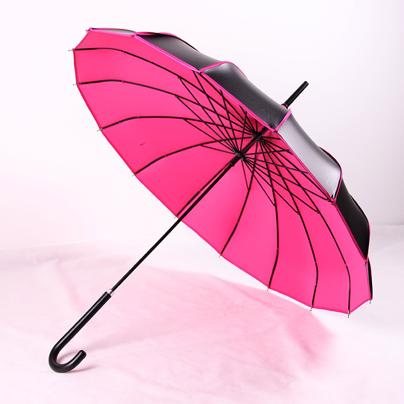 2019 new pagoda parasol umbrella long handle pagoda black gel sunny umbrella UV creative lady small black pagoda shaped umbrella