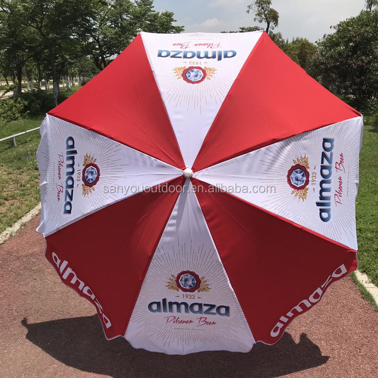 High quality professional advertising custom printing outdoor umbrella parasol with tilt beach umbrella polyester