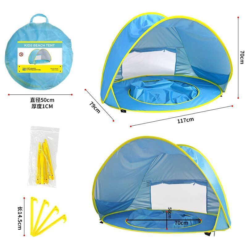 Portable Baby Tent with tote bag for Summer Shade Baby Beach Tent Sun Baby Beach Umbrella for Infant with Pool