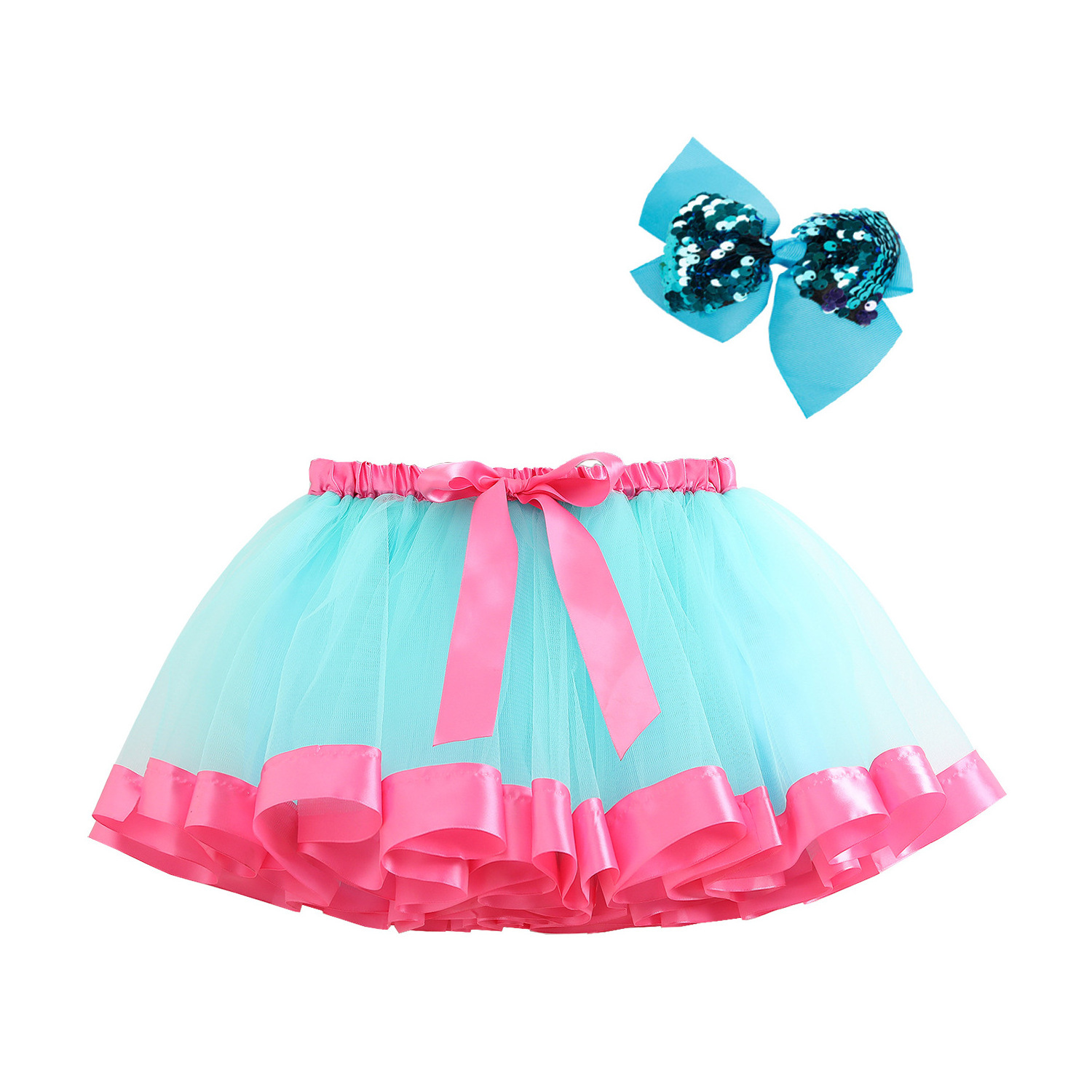 Little Girls Layered Rainbow Tutu Skirts for Birthday Kids Party