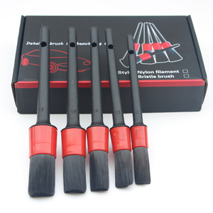 Car Cleaning Brushes Duster Clean Interior or Exterior Wheel Tires Engine Bay Leather Seat Car Detailing Kit Detailing Brush Red