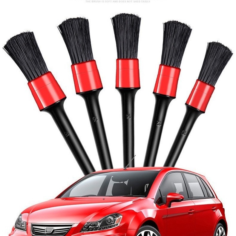 Car Cleaning Brushes Duster Clean Interior or Exterior Wheel Tires Engine Bay Leather Seat Car Detailing Kit Detailing Brush Red