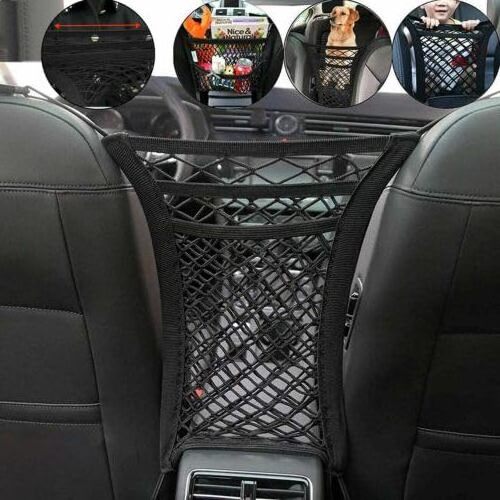 3 Layer Car Mesh Organizer Net Pocket Purse Holder Between Seat&Car Cargo Net Car Trunk Storage Wall Sticker Organizer Pouch Bag