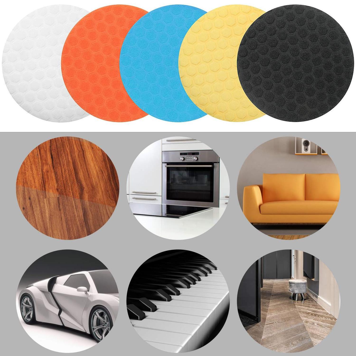 Round Shape Hand Polishing Sponge Pads Kit Detailing Buffing Pads for Waxing Polishing Paint Ceramic Glass Wax Applicator Pad