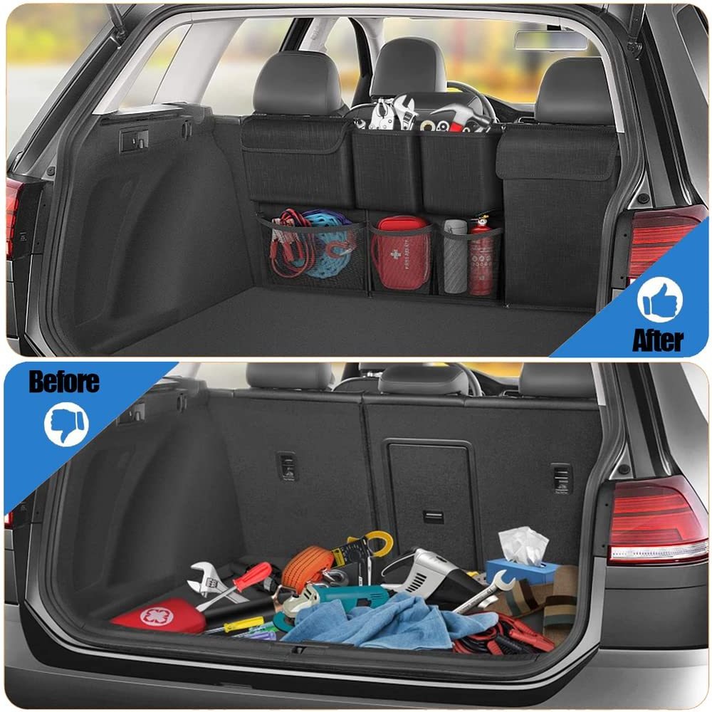 Auto trunk storage bag, Oxford cloth tabbed bags back trunk bun bag tool bag, splicing can be removed car organizer